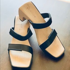 Trippen Wood Platform Sandals Clogs Heels Euro 40